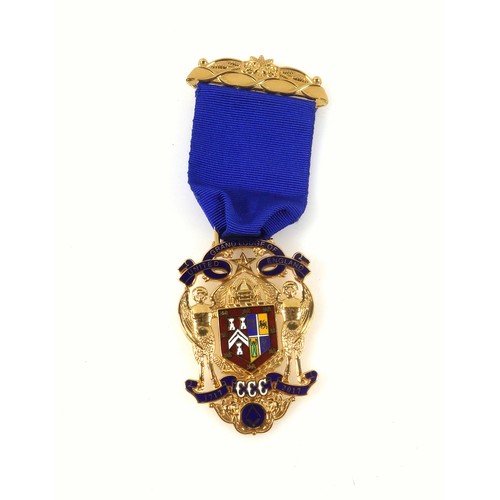 115 - Masonic 9ct gold and enamel Tercentenary pendant, United Grand Lodge of England, 1717-2017, inscribe... 