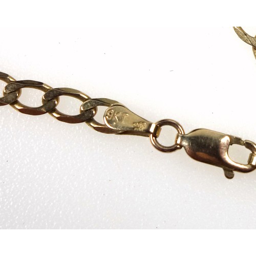 117 - Italian 9kt gold curb link necklace stamped 375, length approx. 61cm, with a Limited Edition rectang... 