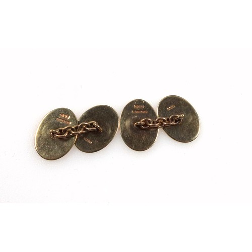 119 - 9ct gold pair of oval shaped cufflinks by Cropp & Farr, 8.3 grams