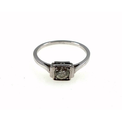 148 - Art Deco platinum solitaire diamond ring, size N, 0.4 carat approx., 3.1 grams