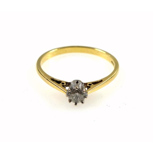 156 - 18ct gold solitaire diamond ring, size V, 0.25 carat approx., 3.3 grams