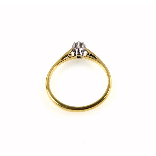 156 - 18ct gold solitaire diamond ring, size V, 0.25 carat approx., 3.3 grams