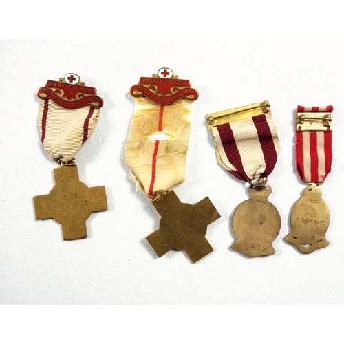 202 - British Red Cross and nursing related medals including 2 Voluntary Medal Service medals, silver and ... 