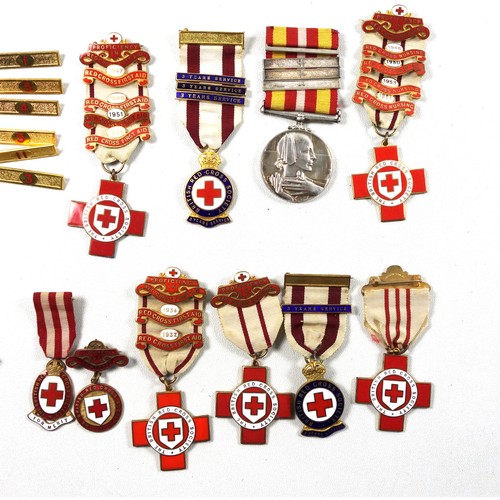 202 - British Red Cross and nursing related medals including 2 Voluntary Medal Service medals, silver and ... 