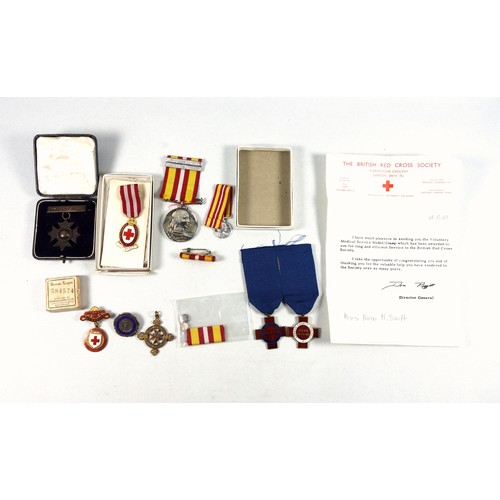 202 - British Red Cross and nursing related medals including 2 Voluntary Medal Service medals, silver and ... 