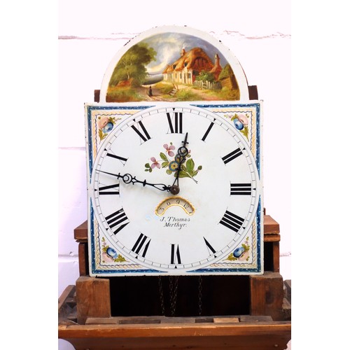 214 - Early Victorian Welsh longcase clock with a painted dial inscribed 