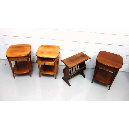 221 - Pair of French lightwood tables, each with a rounded rectangular top, drawer and undertier, on splay... 