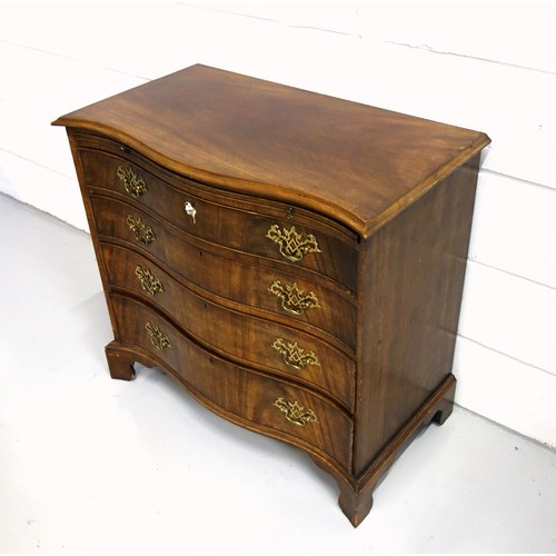 222 - George III style mahogany serpentine chest with a slide and 4 graduated long drawers, on bracket fee... 