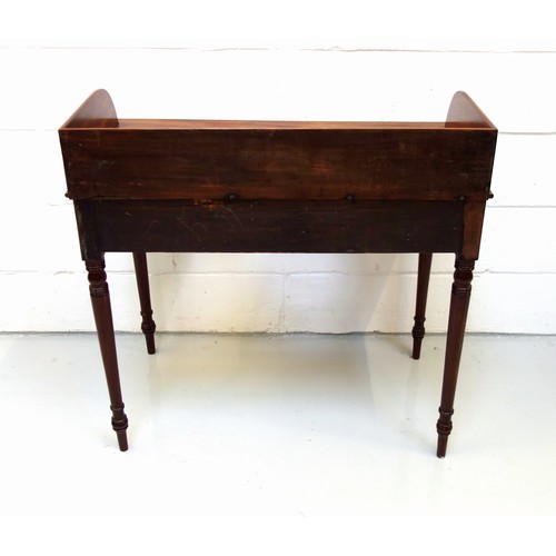 227 - George IV mahogany washstand with a galleried top above 2 drawers flanking a simulated drawer, on tu... 