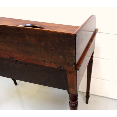 227 - George IV mahogany washstand with a galleried top above 2 drawers flanking a simulated drawer, on tu... 