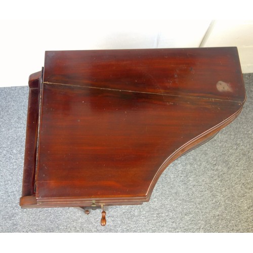 232 - Mahogany finish gramophone in the form of a grand piano, with a wind-up movement, on tapering legs a... 