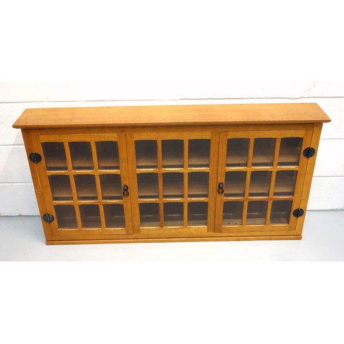 259 - Knightman, (Horace Knight, Old Mill Furniture), oak wall cabinet with 2 glazed doors and sides, the ... 