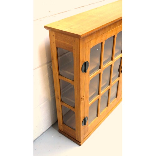 259 - Knightman, (Horace Knight, Old Mill Furniture), oak wall cabinet with 2 glazed doors and sides, the ... 