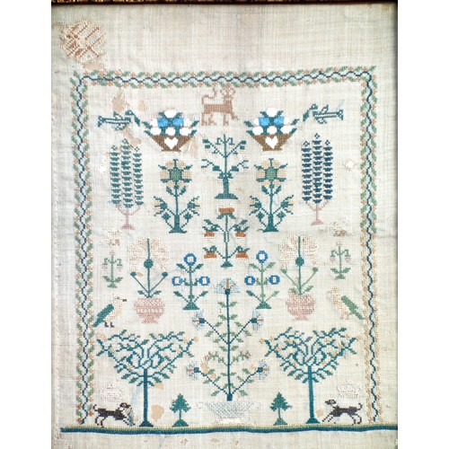 274 - George IV needlework sampler worked by Louisa Whitehill, 1 August 1826, aged 8 years, with letters a... 