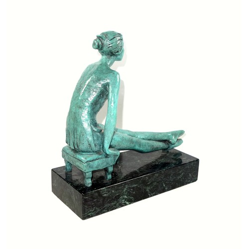 283 - Alexander Roukavnishnikov (Russian, b.1950), Verdigris bronze figure of a seated ballerina (1990), s... 