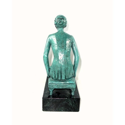 283 - Alexander Roukavnishnikov (Russian, b.1950), Verdigris bronze figure of a seated ballerina (1990), s... 