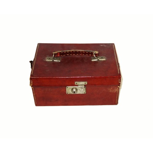 341 - Chinese Mahjong set with bone and bamboo tiles and counters, in a felt lined leather case, W.24.5cm