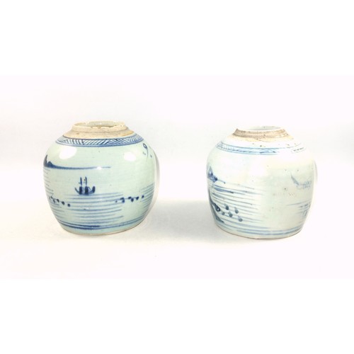 345 - Two 19th century Chinese blue and white ginger jars, H. 14.5 and 15cm respectively (2)