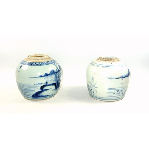 345 - Two 19th century Chinese blue and white ginger jars, H. 14.5 and 15cm respectively (2)