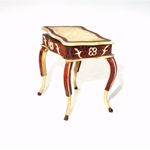 180A - Early 19th century Napoleonic, bone, prisoner of war, miniature sewing/work table (probably for a do... 