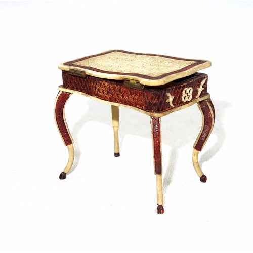 180A - Early 19th century Napoleonic, bone, prisoner of war, miniature sewing/work table (probably for a do... 