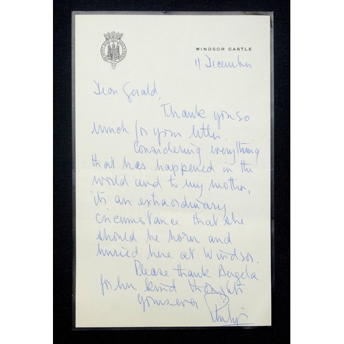 54 - H.R.H. Prince Philip, Duke of Edinburgh, handwritten letter on Windsor Castle headed paper, dating f... 