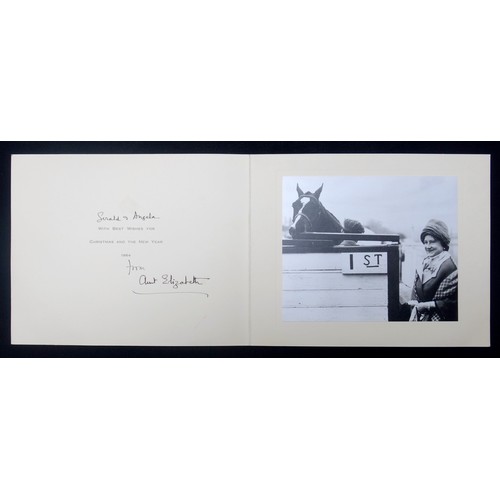 60 - H.M. Queen Elizabeth The Queen Mother, signed Christmas and New Year card dated 1964, with gilt cyph... 