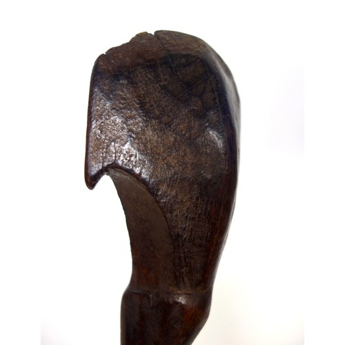 110 - Two similar large African hardwood tribal spoons, 52cm and 52.8cm respectively (2)