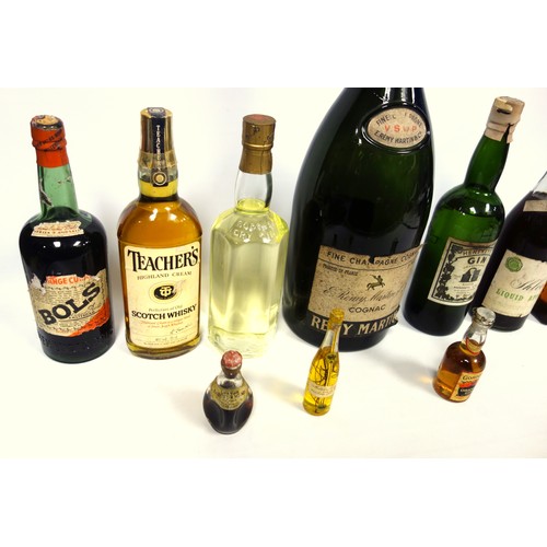 3 - Bottle of Teacher's Highland Cream Scotch Whisky, 75cl; Bols Curacao, Henekeys Gin, Booth's Dry Gin,... 