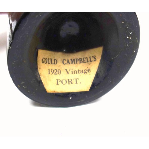 12 - Bottle of 1920 Gould Campbell Port, embossed wax seal, mid shoulder, 75cl approx.