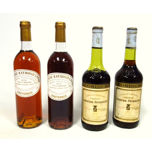 15 - 2 Bottles of 1971 Chateau Lafaurie-Peyraguey, Sauternes, 1er Grand Cru; 2 bottles of 1979 Chateau Ra... 