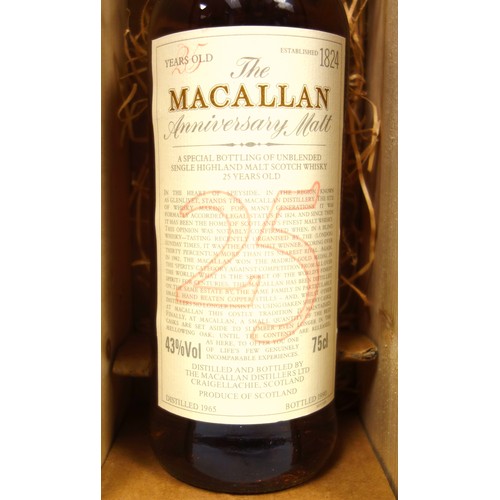 27 - 1965 Macallan 25 Year Old Anniversary Speyside Single Malt Scotch Whisky, Distilled in 1965 and bott... 