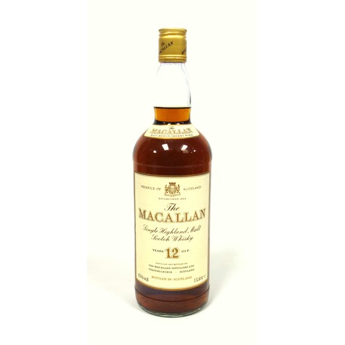 28 - Bottle of Macallan 12 Year Old Speyside Single Malt Scotch Whisky, c.1990s, 1L, 43% ABV, in original... 