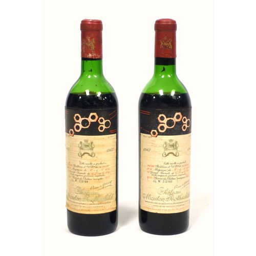 49 - Château Mouton Rothschild Pauillac 1er Cru Classe, 1967, Pauillac, Bordeaux, 2 bottles