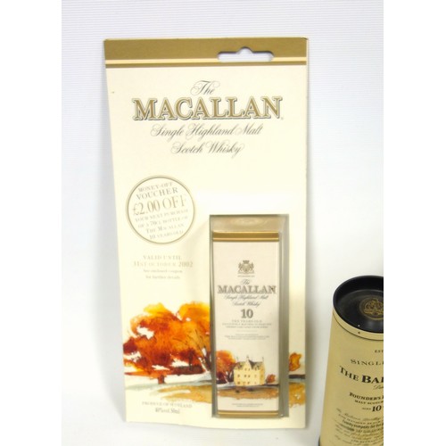 55 - Miniatures - Macallan 10 Year Single Malt Scotch Whisky, 50ml; Bowmore gift set of 4 bottles, Bowmor... 