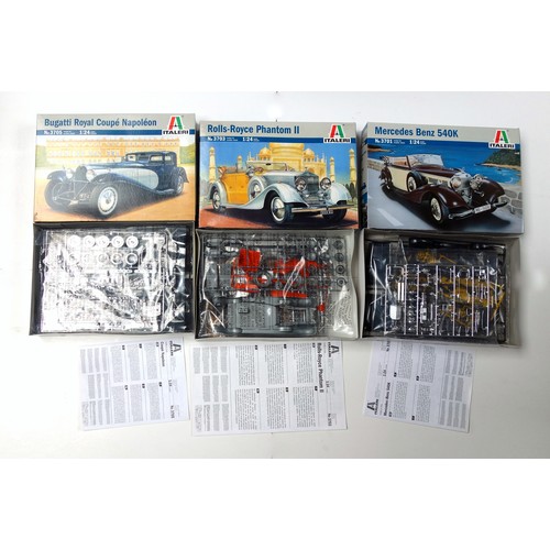 2 - Italeri Bugatti Royal Coupé Napoléon No 3705 1:24 scale model kit; Rolls-Royce Phantom II No 3703 ki... 