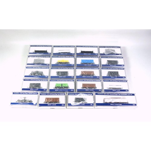 16 - 20 Tomix N Gauge wagons, all in clear plastic cases. (20)