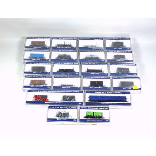 17 - 20 Tomix N Gauge wagons, all in clear plastic cases. (20)