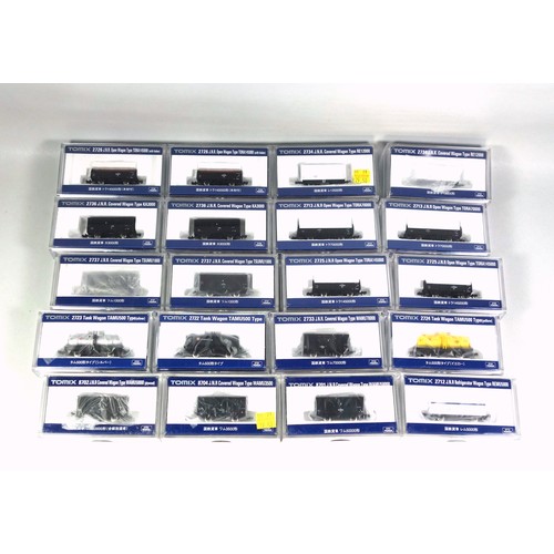 18 - 20 Tomix N Gauge wagons, all in clear plastic cases. (20)