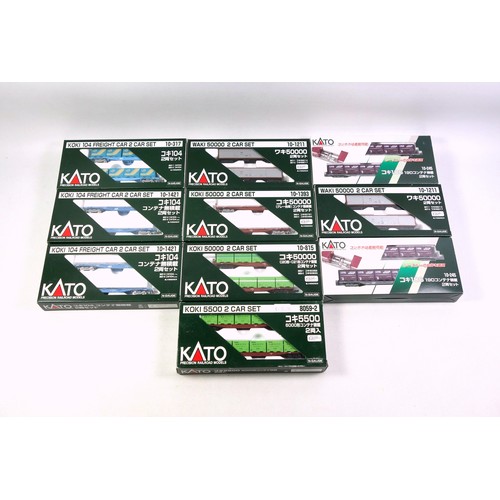 49 - 10 Kato N Gauge 2 wagon sets, all boxed. (20 wagons, 10 sets)