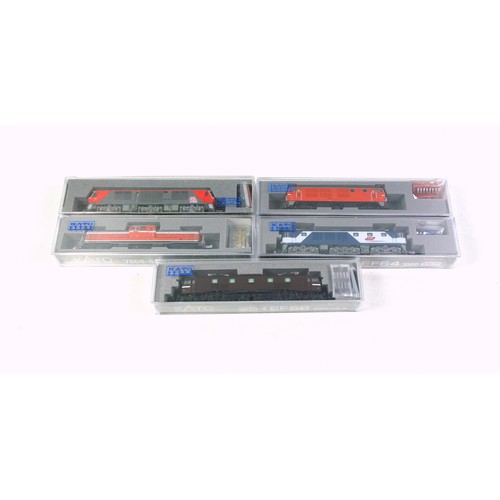 57 - 5 Kato N Gauge Locomotives, all in clear plastic cases. (5)