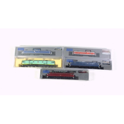 61 - 5 Kato N Gauge Locomotives, all in clear plastic cases. (5)