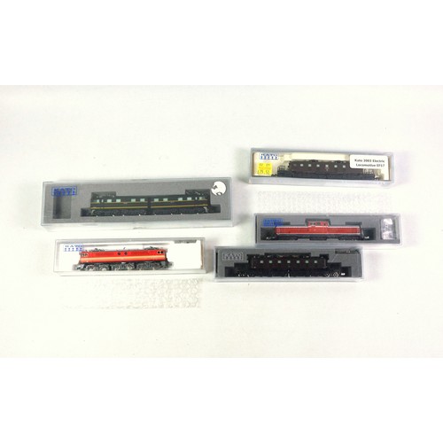 62 - 5 Kato N Gauge Locomotives, all in clear plastic cases. (5)