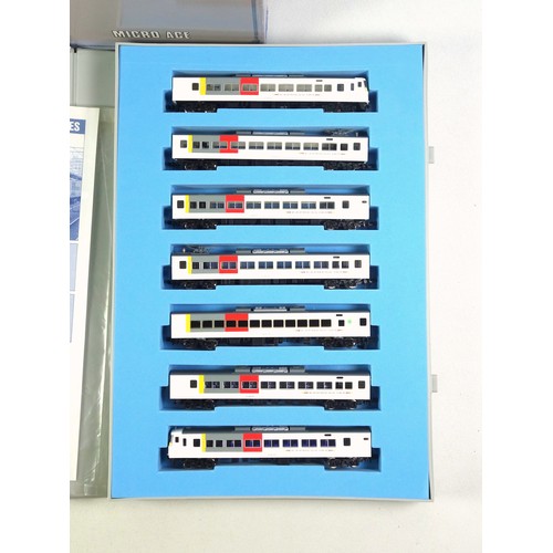 69 - Micro Ace N Gauge A-4130 Train set comprising 7 cars, cased, with paperwork, and outer sleeve