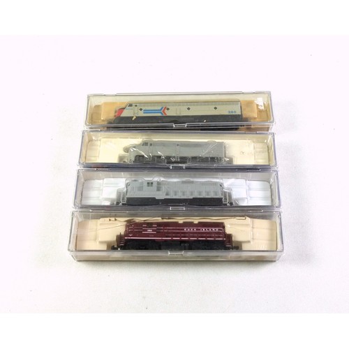 72 - 4 American Life Like Trains N Gauge locomotives, including Amtrak, all cased. (4)