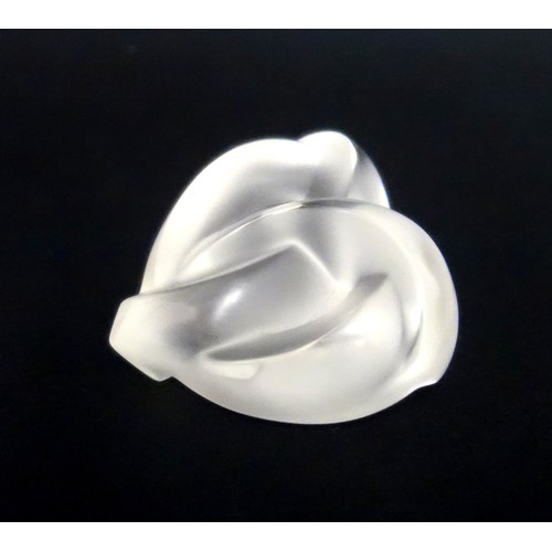 75 - Lalique France, glass knotted heart paperweight, w6.5cm.