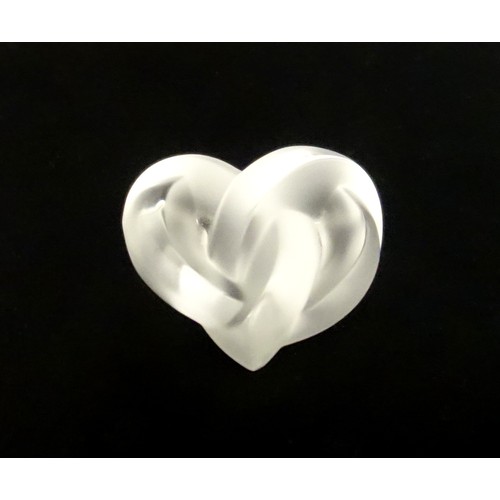 75 - Lalique France, glass knotted heart paperweight, w6.5cm.