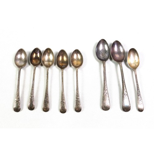 149 - Set of 5 Late Victorian Georgian style bright cut coffee spoons, by Joseph Rodgers & Sons, Sheffield... 