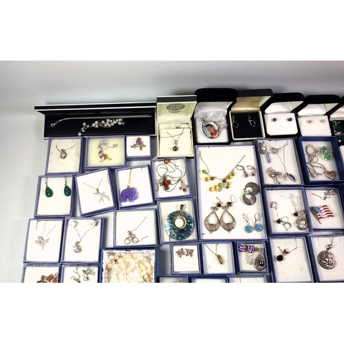 248 - Quantity of white metal and bead necklaces, pendant earrings, bracelets, and other white metal jewel... 