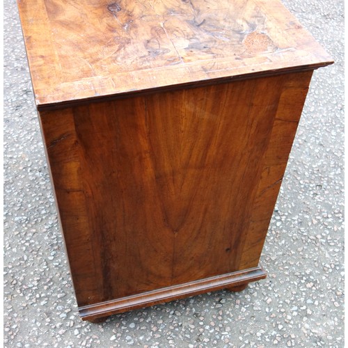 347 - Early Georgian unusual figured walnut kneehole desk, the quartered top with herringbone stringing an... 